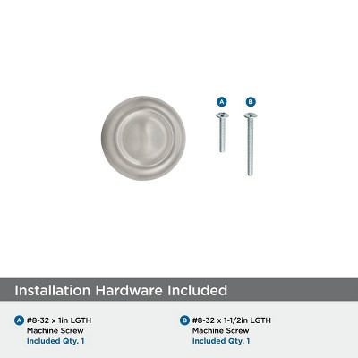 Satin Nickel 1-5/8" Round Cabinet Knob with Mounting Hardware
