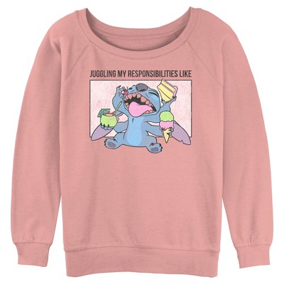 Ladies Lilo and Stitch Sweatshirt - Ladies Classic Lilo and Stitch Hoodie  Sweatshirt Purple, Large 