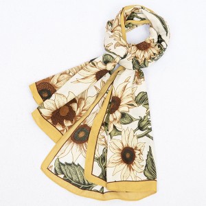 Anna-Kaci Sunflower Print Velvet Feel Autumn Winter Scarf with Warm Soft Texture - 71IN×27N - 1 of 4