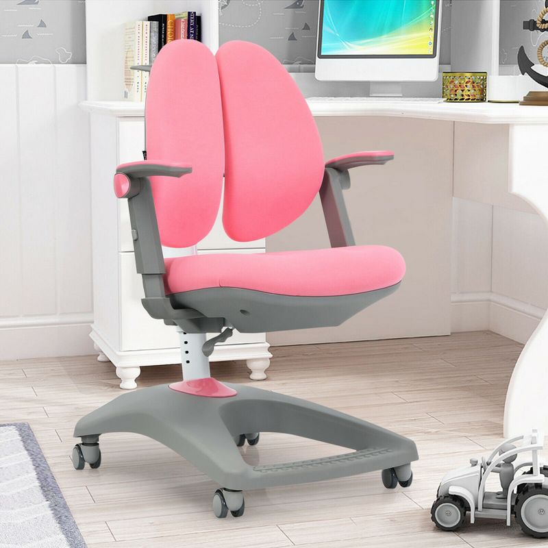 Costway Kids Desk Study Chair Adjustable Height Depth w/ Sit-Brake Casters, 2 of 11