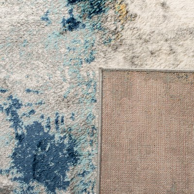 Modern Abstract Grey and Gold 3' Square Synthetic Rug