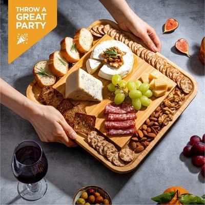 Eco-Friendly Light Brown Bamboo Cheese Board Set with Cutlery Drawer