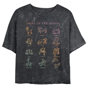 Junior's Women Lost Gods Signs of the Zodiac Crop T-Shirt - 1 of 4