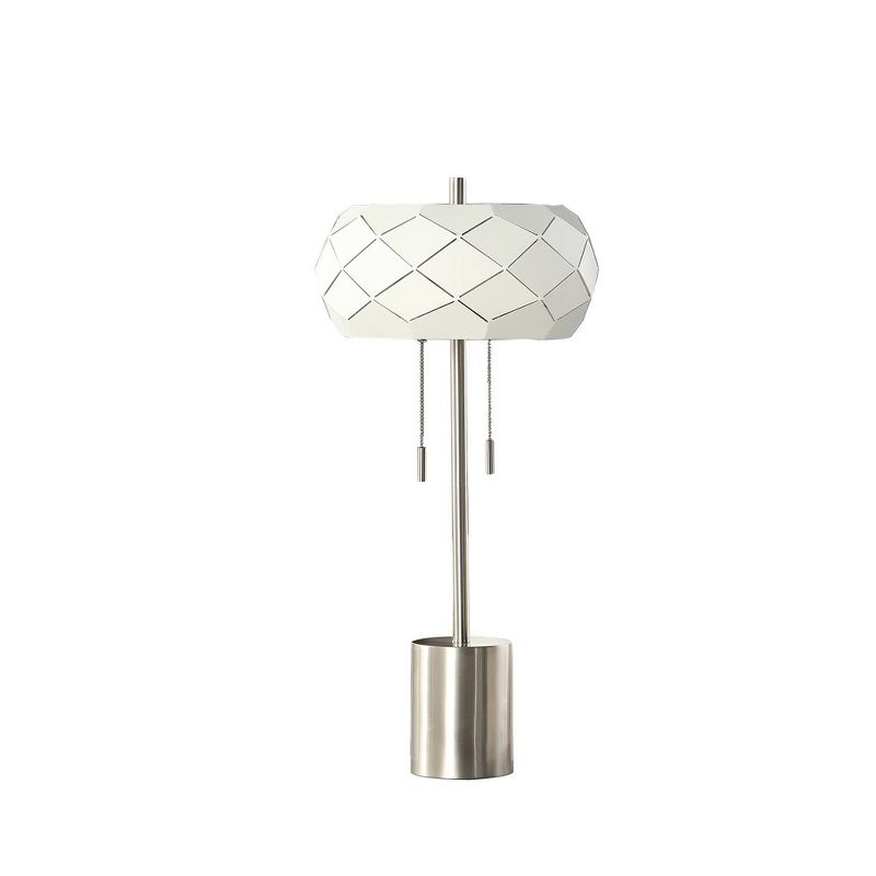 28&#34; Legeme Mid-Century Danish 2 Light Steel Pull Chain Table Lamp Silver - Ore International, 2 of 5