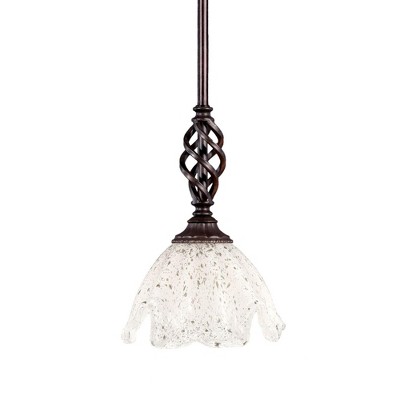 Toltec Lighting Elegante 1 - Light Pendant in  Dark Granite with 7" Gold Ice Shade