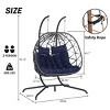Hanging Wicker Woven 2 Person Egg Swing Chair With Cushions And Stand,Indoor Outdoor Wicker Basket Hammock Chair For Patio,Bedroom-Coolbibila - 4 of 4
