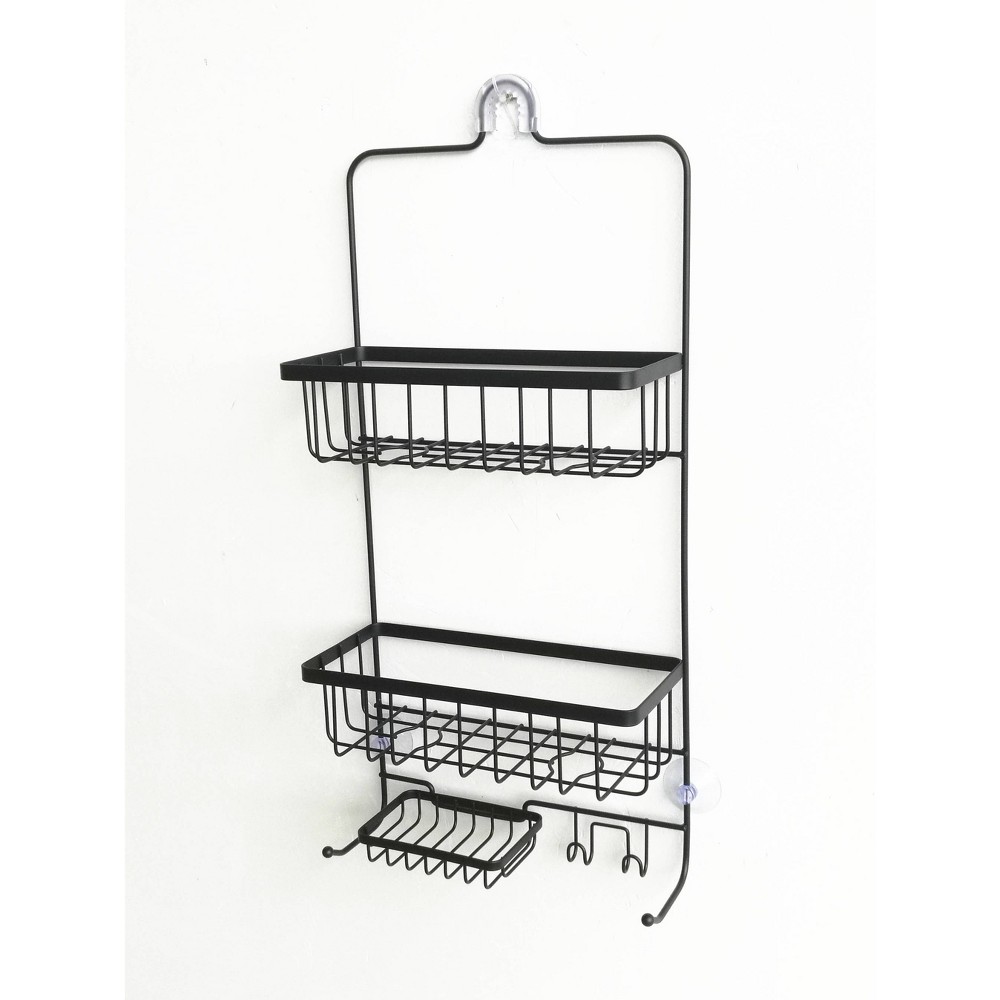 Photos - Bathroom Cabinet Bathroom Shower Caddy Black - Threshold™ Matte Black