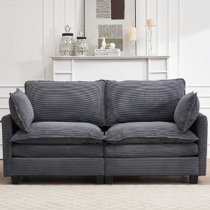 Velvet Modular 2-Seater Sofa with Deep Seat, 2 Lumbar Pillows and Comfy Cushions - 1 of 4