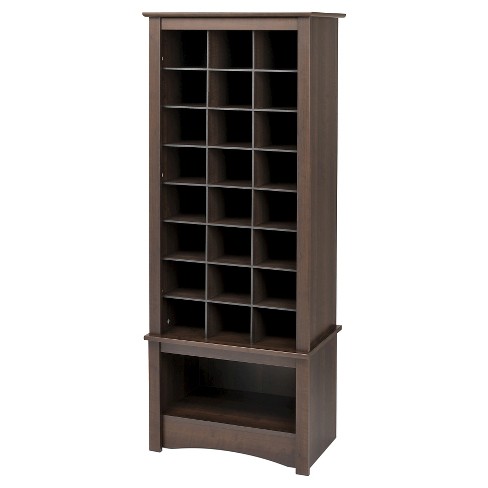 Prepac Espresso Tall Shoe Cubbie Cabinet