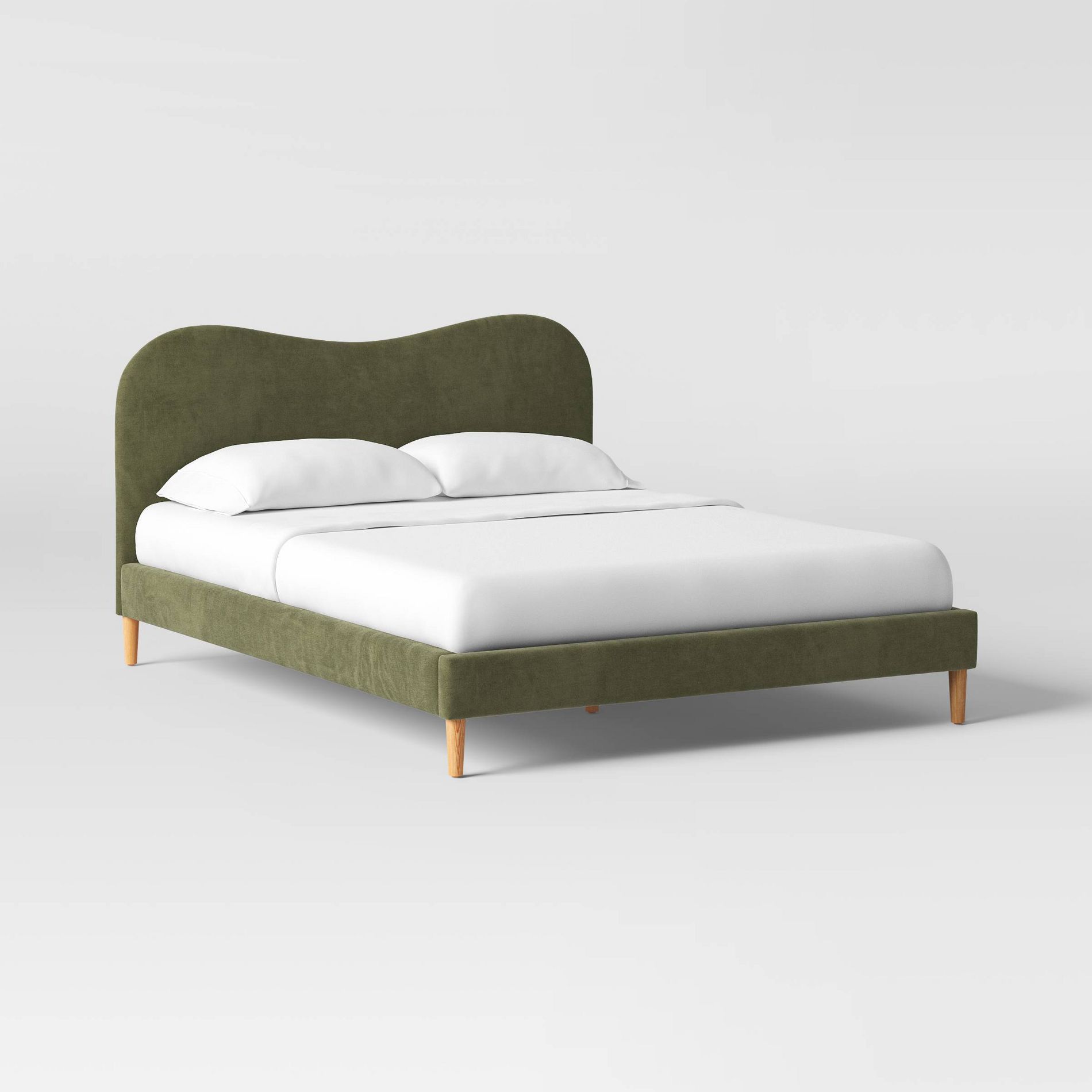 Full Scalloped Wave Bed Velvet Olive - Threshold™