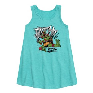 - Teenage Mutant Ninja Turtles - Raphael Going In Loud Graphic Sleeveless Aline Dress - 1 of 3