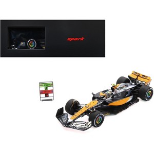 McLaren MCL60 #4 Lando Norris "Chrome" 2nd Place F1 "British GP" (2023) and Display Case and Pit Board 1/18 Model Car by Spark - 1 of 4