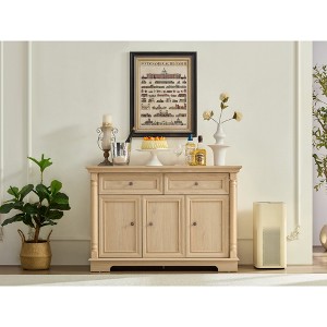 Wood Large Wall Cabinet with Drawers and Doors, Farmhouse Roman Column Coffee Bar and Buffet for Living Room, Kitchen, or Hallway - 1 of 4