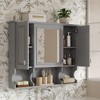 Sapphtopaz 35"x28" Wall Mounted Bathroom Cabinet with Mirror & Doors,Bathroom Wall Cabinet with Open Shelves,Modern Mirror Cabinet for Bathroom - 2 of 4