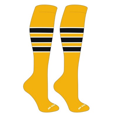 MK Socks Striped OTC Baseball, Softball, Football Socks (C) Gold, White, Black (L)