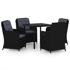 vidaXL Patio Dining Set Outdoor Dining Set Table and Chair Set for Garden - Black 31.5" Table Length 4 Items - 1 of 4