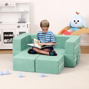 3pcs Kids Couch Toddler Couch, Modular Kids Play Couch for Playroom Convertible Sofa Foam Play Couch, Removable Cover - 1 of 4