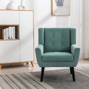 CAVINAS Linen/Velvet/Teddy/Leather Upholstered Accent Chair with Black Legs,Modern Upholstered Armchair with Wood Frame for Living Room - 1 of 4