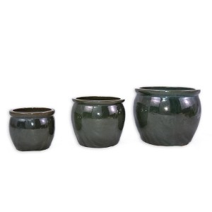 Wooakway 15" Dia Outdoor Indoor Ceramic Planter Pot Decorative Planter with Drainage Hole Patio Flower Pot - 1 of 4