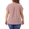 Agnes Orinda Women's Plus Size Eyelet Keyhole Petal Sleeve Round Neck Summer Blouse - 4 of 4