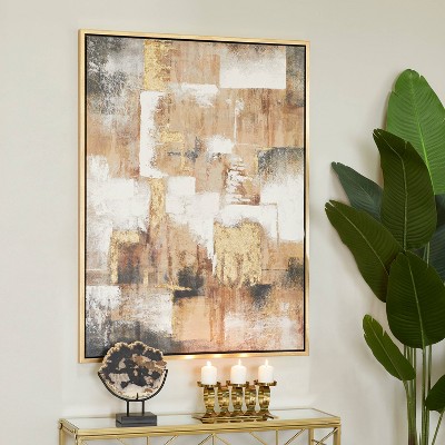 Modern Wood Framed Abstract Wall Art Gold - CosmoLiving by Cosmopolitan