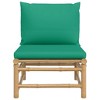vidaXL Patio Middle Sofa - Bamboo Outdoor Furniture with Green Polyester Cushions, Modular Design, Supportive Backrest - 3 of 4