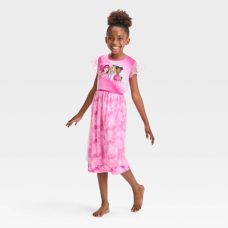 Girls&#39; Barbie Dress Up NightGown - Pink, 3 of 6