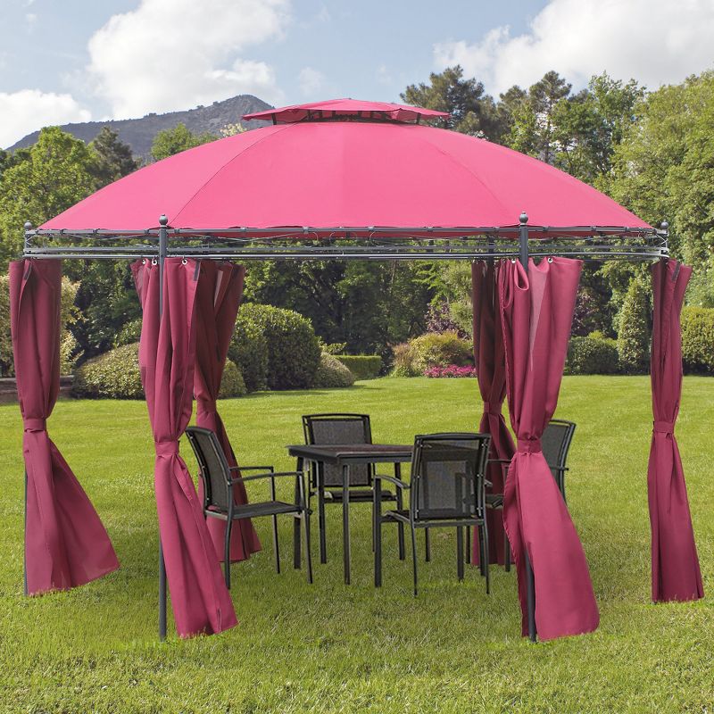 Outsunny 11.5' Steel Outdoor Patio Gazebo Canopy with Double roof Romantic Round Design & Included Side Curtains, 2 of 9