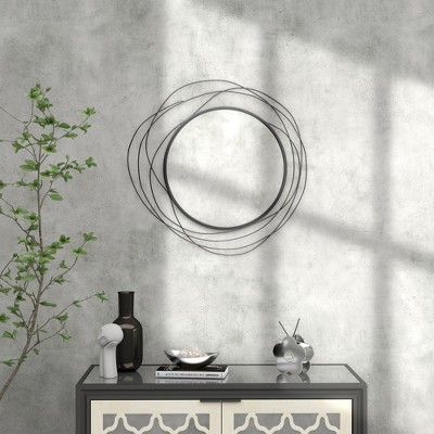 VYNXARIA 42" x 22" Metal Wall Art Modern Mirror Decor Home Hanging Wall Sculptures for Living Room Bedroom Dining Room, Gold