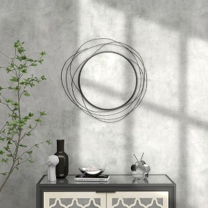 VYNXARIA 42" x 22" Metal Wall Art Modern Mirror Decor Home Hanging Wall Sculptures for Living Room Bedroom Dining Room, Gold - 1 of 4