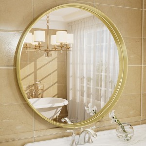 Apmir Round High Quality Aluminum Alloy Framed French Cleat Mounted Wall Decor Bathroom Vanity Mirror in matte black with 5-Year Warranty - 1 of 4