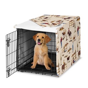 Sweet Jojo Designs Dog Crate Kennel Cover 36in. Wild West Cowboy Brown Red and Blue - 1 of 4