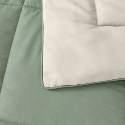 Full Sage and Sand Reversible Down Alternative Comforter Set