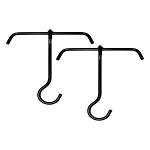 Bayou Classic 0822 Powder Coated Steel T-Handle Kitchen Lift Hooks for Large Batch Cast Iron Jambalaya Cooking Pots, Black (2 Pack) - 1 of 4