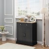 Coucheta Kitchen Storage Cabinet, Buffet Cabinet with Storage, Coffee Bar with 2 Drawers and 2 Doors, Floor Sideboard Buffet for Living Room(black) - 3 of 4