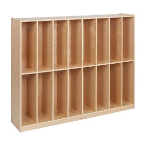 ECR4Kids 16-Section Coat Locker, Natural - 1 of 4