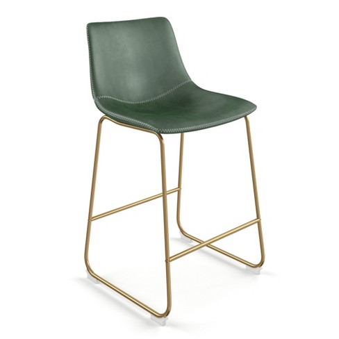 Petra Upholstered Counter Height, Green Leather Bar Stools