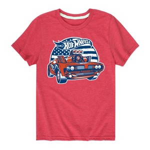 Boys' - Hot Wheels - Hotrod USA Flag with Logo Short Sleeve Graphic T-Shirt - 1 of 4