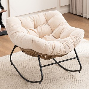 Kumasinova Ultra Plush Chenille Upholstered Rocking Chair,Versatile Accent Glider&Patio Egg Chair for Living Room,Porch,350lbs Max - 1 of 4