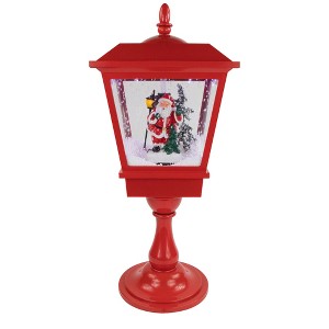Northlight Lighted Musical Santa Claus Snowing Christmas Street Lamp - 25.25"  - Red - 1 of 4