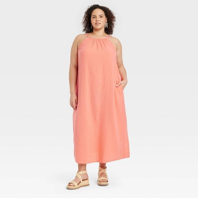Women's Plus Size Tiered Tank Dress - Universal Thread Pink 3X