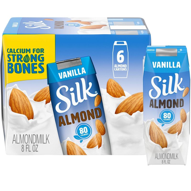 Silk Shelf-Stable Vanilla Almond Milk - 6ct/8 fl oz Boxes, 1 of 10