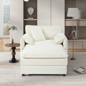 41.73" Chenille Cloud Lounge Single Sofa with Pillow and Movable Ottoman - 1 of 4