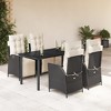 vidaXL Garden Dining Set Black and Cream Poly Rattan and Steel 5-Piece Set - 2 of 4