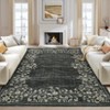 Washable Farmhouse Floral Print Living Room Rugs, Soft Non Slip Modern Bedroom Carpet, Ultra Thin Vintage Floor Rug for Home Office - 3 of 4