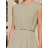 INSPIRE CHIC Women's Round Neck Sleeveless Zip Front Belted Fit Flare Work Dresses - 4 of 4