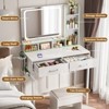 Aheaplus Makeup Vanity Desk with LED Light Mirror, Dressing Table with Charging Station and Drawers - 4 of 4