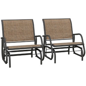 Outsunny Outdoor Glider Chair, Swing Chair with Breathable Mesh Fabric, Curved Armrests and Steel Frame for Porch, Garden, Poolside, Balcony - 1 of 4