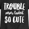 Girls' - Instant Message - Trouble Never Looked So Cute Fitted Short Sleeve Graphic T-Shirt - 2 of 4