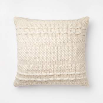 Oversized Bobble Knit Striped Square Throw Pillow Cream - Threshold™ designed with Studio McGee